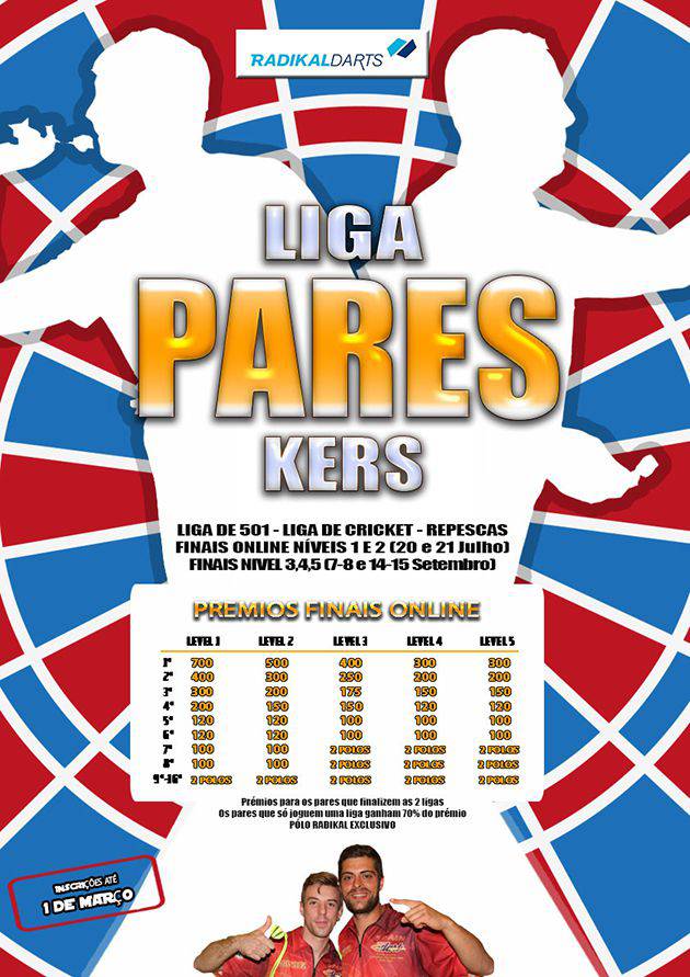 Campeonato de dardos online Liga de Parejas Kers de RadikalDarts. Premios