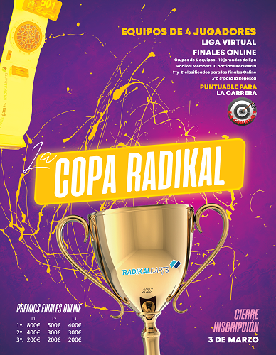 Copa Radikal liga virtual de dardos por equipos con final online